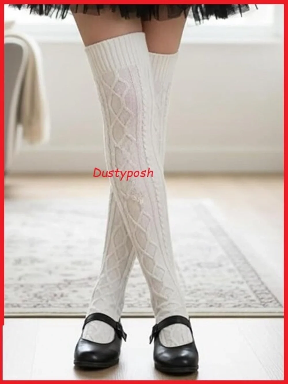 Cable Knit Over The Knee Socks Thigh High Long Boot Cozy Sweater OTK School Girl